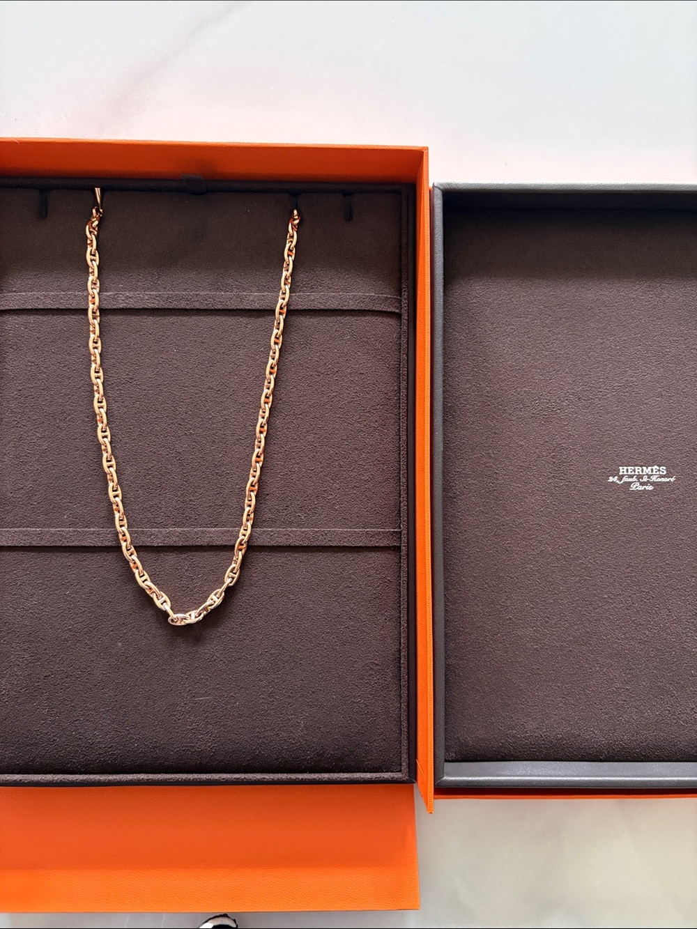 Hermes Rose Gold Chaine D’ancre Chain Necklace